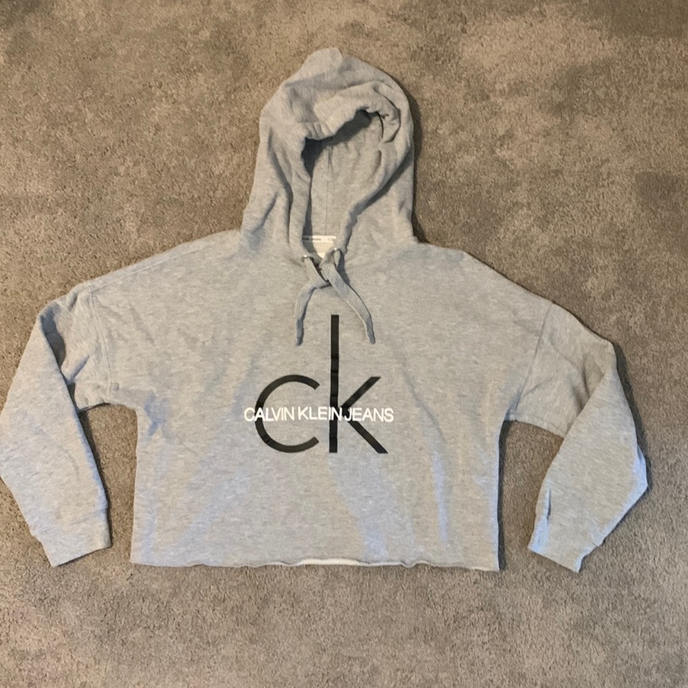 Calvin Klein Jeans gray cropped hoodie